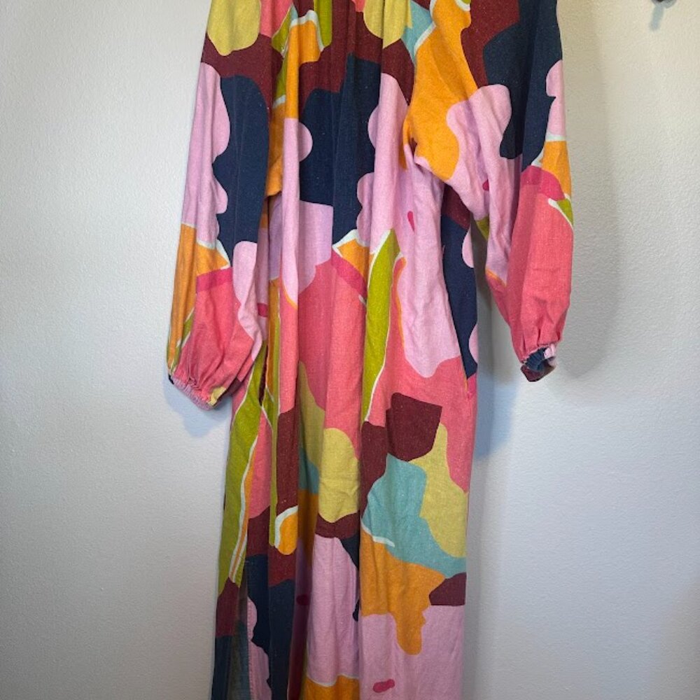 CROSBY by Mollie Burch Colorblock Maxi Dress in Pink, Green, Yellow, Navy - Picture 3 of 9